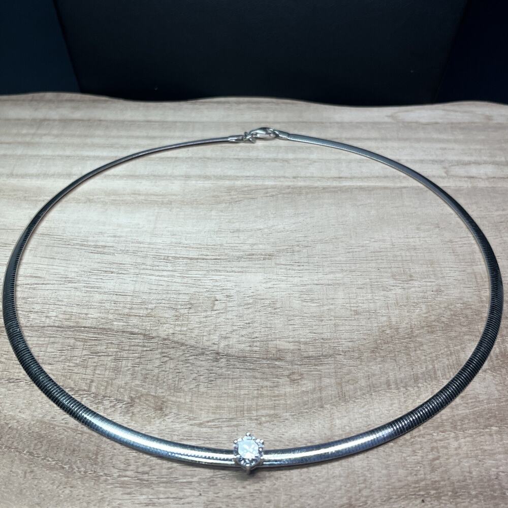 Milor Silver Necklace with Clear Gemstone